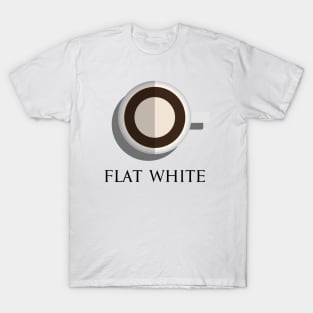 Hot flat white coffee cup top view in flat design style T-Shirt